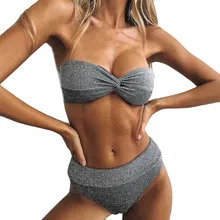 Модный Купальник, женский, сексуальный, с открытыми плечами, бандаж, пуш-ап, мягкий бюстгальтер, пляжный комплект, купальный костюм, F10FE27