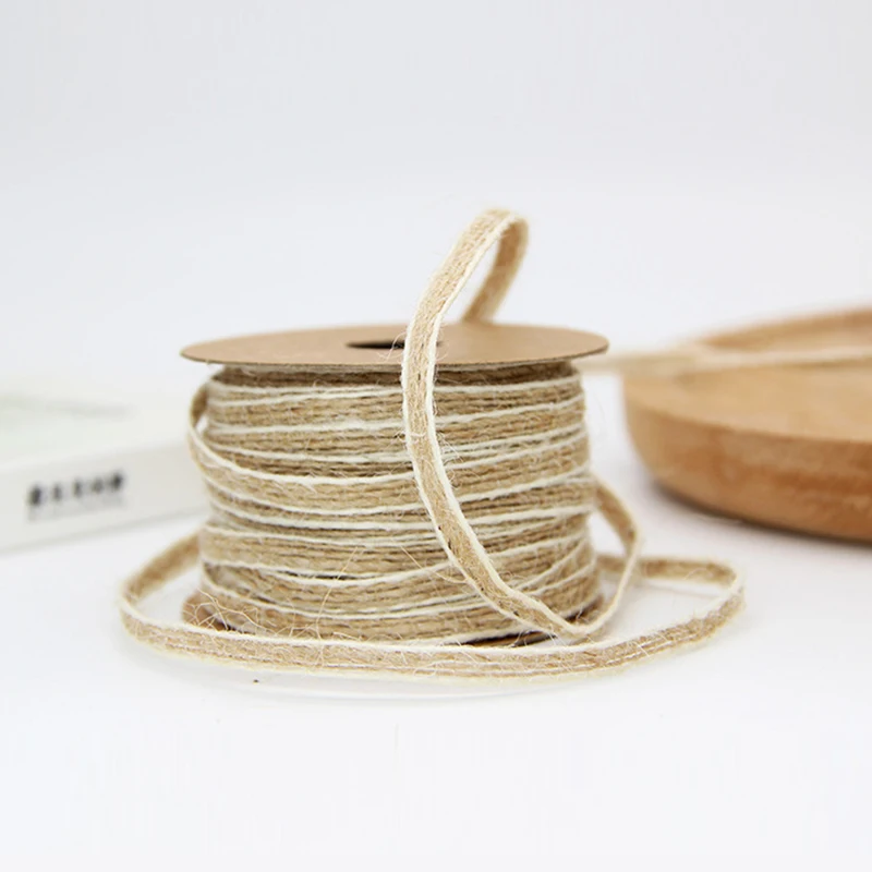 10M Jute Twine Burlap Rolls Hessian Ribbon Hemp Rope Party Wedding Gift Wrapping Cords Thread DIY Scrapbooking Craft Decor