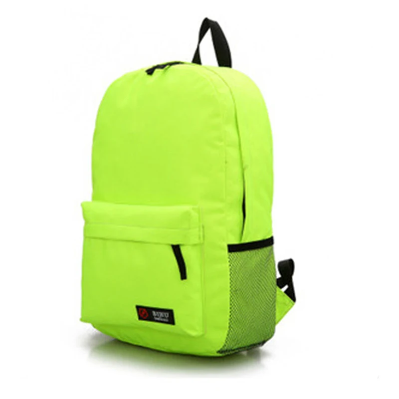 Повседневный холщовый школьный рюкзак для женщин, милый рюкзак ярких цветов для подростков, вместительные женские сумки для ноутбуков, Escolar Mochila - Цвет: Fluorescent green