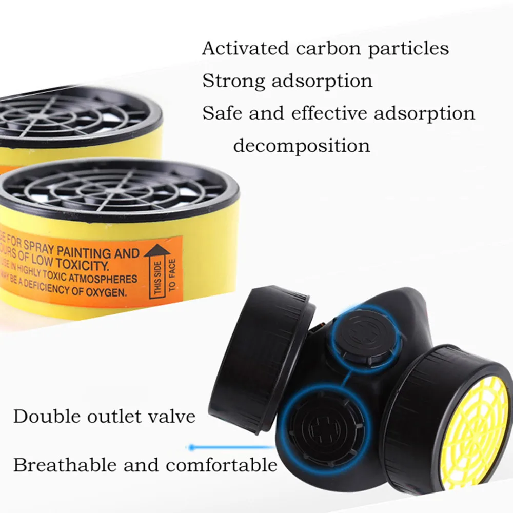 Pro Double Cans Gas Mask Respirator with Goggles Anti-Gas Anti-Dust Chemical Protective Mask Activated Carbon Spray Painting Set Pro Double Cans Gas Mask Respirator with Goggles Anti-Gas Anti-Dust Chemical Protective Mask Activated Carbon Spray Painting Set