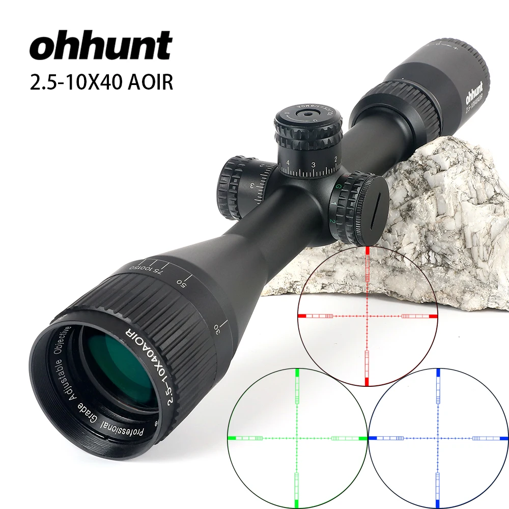 Ohhunt 2 5 10X40 AOIR охотничий винтовочный оптический прицел половина Mil dot R/G/B светящаяся