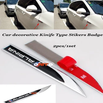 

2pcs/set For Alpina logo badge decorative Kinife Label Car Emblem badge Body Stickers For bmw E60 E90 F10 F30 F15 E63 E64