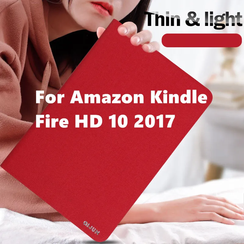 

For Amazon Kindle Fire HD10 2017 Ultra Thin Tri-Folding PU Leather Smart Cover for Amazon Fire HD 10 Case Cover