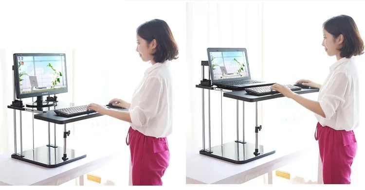 Sit/Stand стол стояк регулируемая высота легкий стоящий ноутбук стол/стойка-держатель для монитора с Keybaord лоток DLJ02