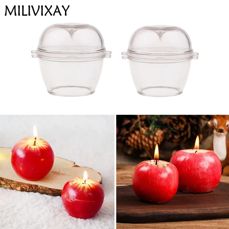 MILIVIXAY 6,1x6,4 см пластиковая форма для изготовления свечей в форме яблока, форма для мыла ручной работы, ароматические свечи для свадьбы, дня рождения, вечеринки