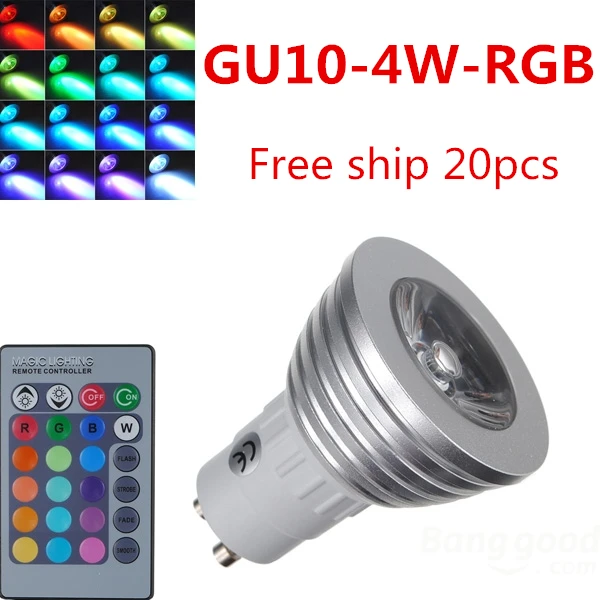 

4W GU10 RGB LED Light Bulb 16 Color RGB Change 110V/220V with Remote for home party decoration atmosphere