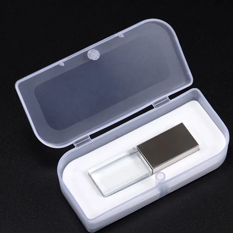 Silver box SHANDIAN Кристальный usb палочки 3D Распечатать собственный логотип 4 ГБ 16 ГБ 32 ГБ 64 ГБ флеш-накопитель usb прозрачное стекло(более 10 шт бесплатный логотип - Цвет: Silver box