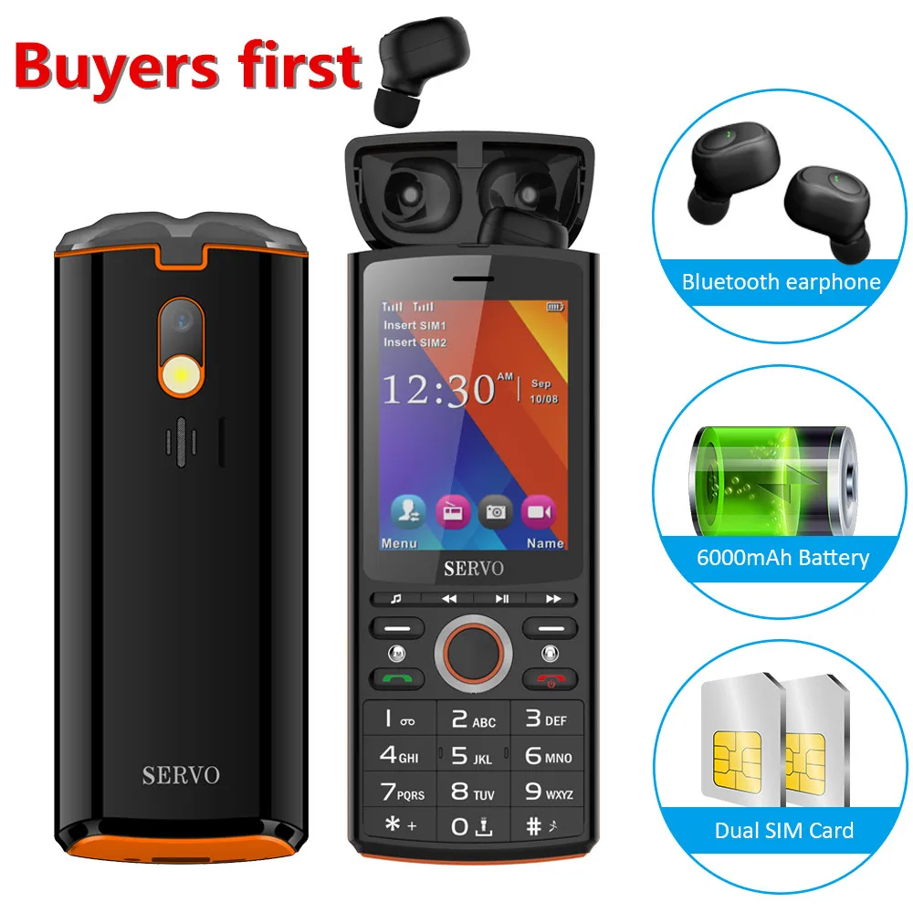 Мобильный телефон SERVO R25 2 8 дюймовый мобильный с двумя SIM картами Bluetooth 5 0 TWS