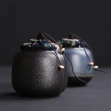 Черный синий камень, терракотовый, чай, горшки, керамика, герметичные банки, чайные банки, маленькие горшки, ткань, сухофрукты, банки для хранения