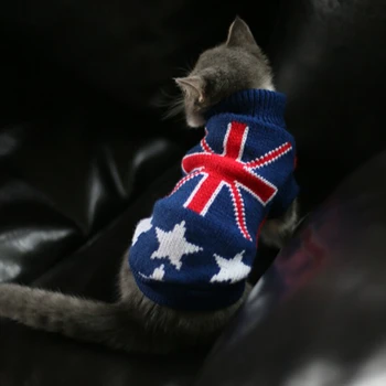 

[MPK] Union Flag Cat Sweater, Pet Sweater for Small Dogs and Cats, Puppy Sweater, Hoodies