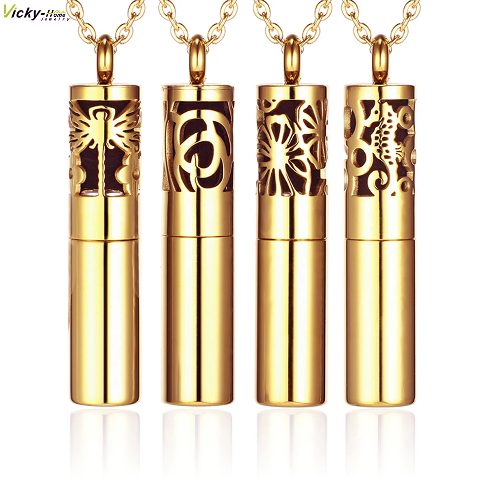 

Aromatherapy Necklace 316L Stainless Steel Essential Oil Diffuser Locket Perfume Couple Pendant Bottle Rose Gold
