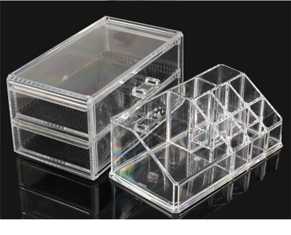 Clear Acrylic Makeup Organizer With Drawers Make Up Organizer Plastic Storage Box Jewelry Lipstick Brushes Cosmetic Case_09