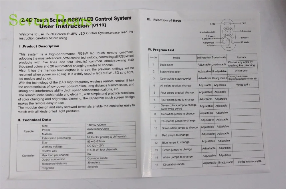 DC12-24A RGBW led контроллер 2,4 г сенсорный экран RF пульт дистанционного управления для светодиодных сняли, 1 компл./лот