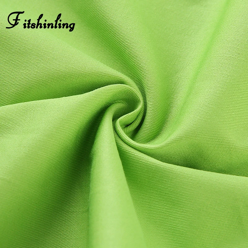 Флуоресцентный неоновый зеленый Женский Летний комбинезон с цепочкой-карго, модный тонкий хлопковый длинный женский комбинезон с пряжкой