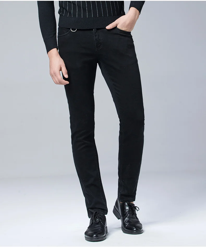 Новый бренд джинсы Для мужчин тонкий 2017 Весенняя мода Для мужчин дизайнер Stretch зима хлопок Повседневное Бизнес узкие длинные брюки