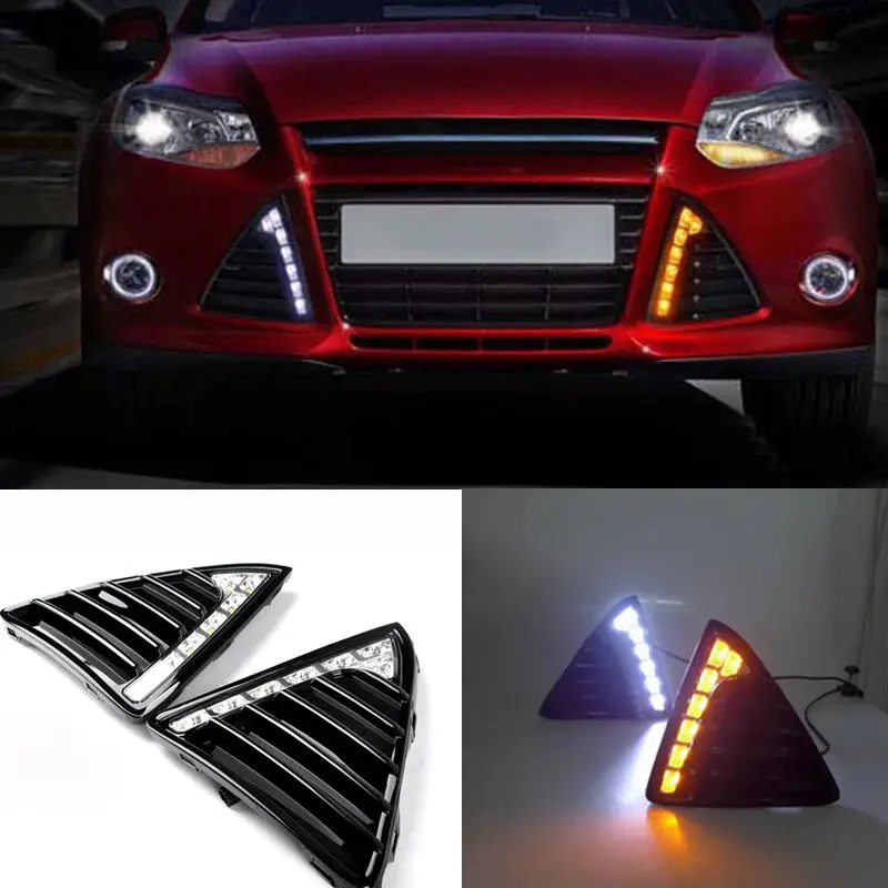 

A SET LED Daytime Running Light DRL Turn yellowSignal For Ford Focus 2012-14