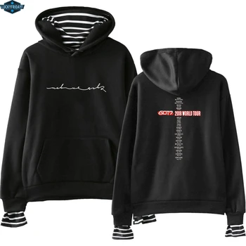 

2018 GOT7 hoody Velvet fake two Student Grils Hoodie Sweatshirts Women Casual Fashion Turtlenceck Cool Hoodies new