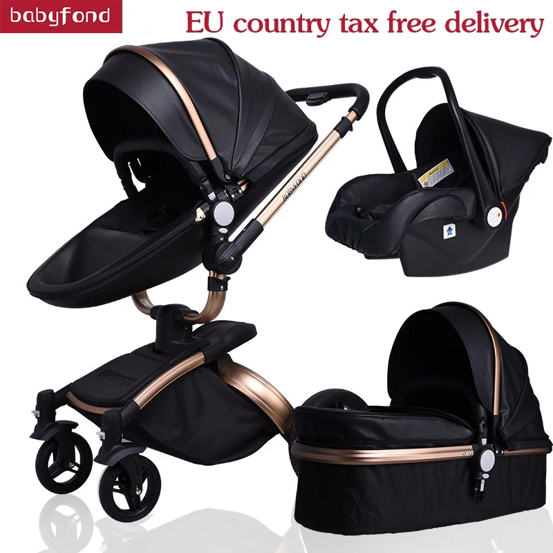 Детская коляска 3 в 1 Babyfond детские коляски кожаная двухсторонняя подвеска