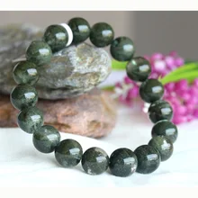 Натуральный высококачественный прозрачный натуральный цвет, зеленый фантомный кварц, мужской Эластичный браслет с круглыми бусинами 11 мм