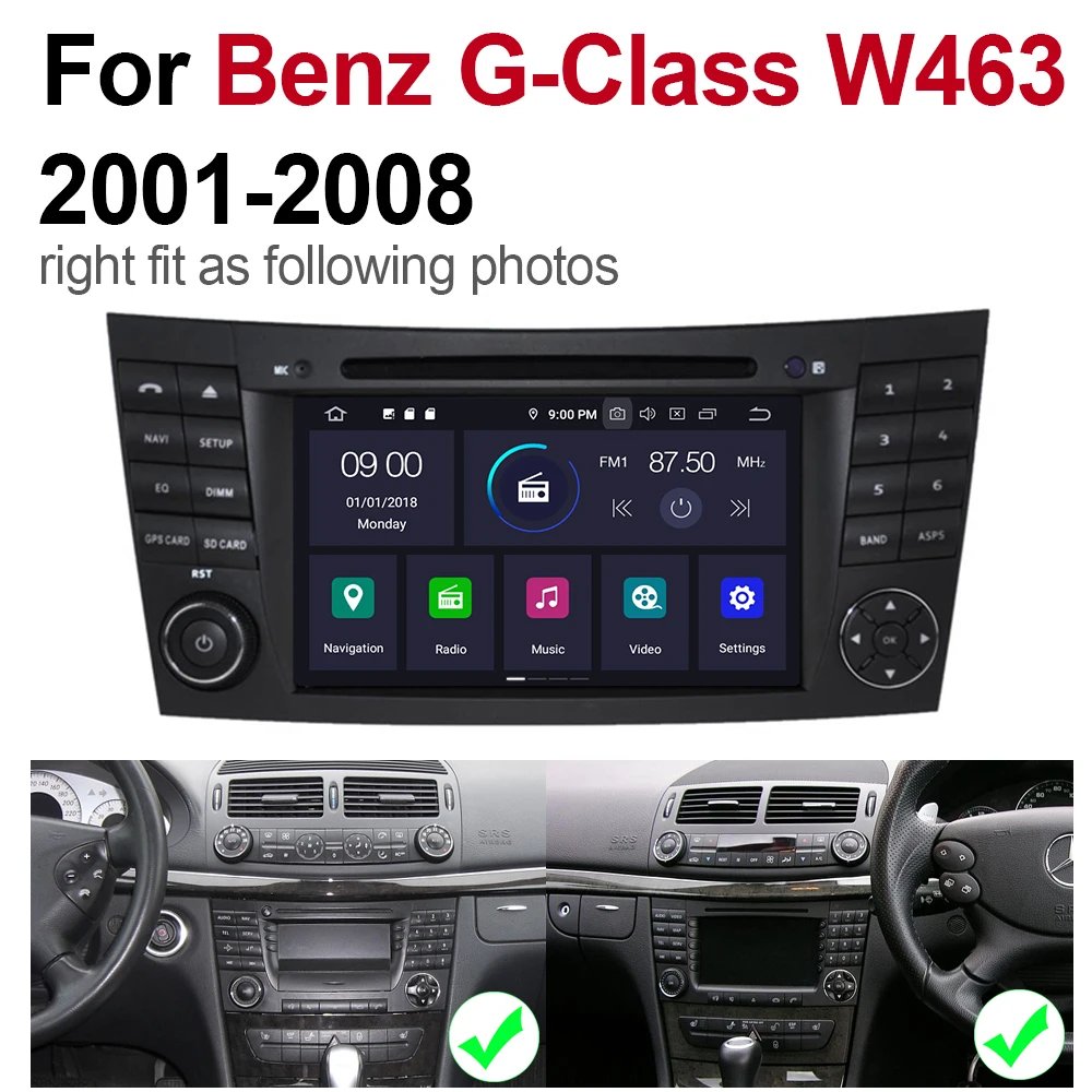 Top 4GB android 9.0 car dvd player for Mercedes Benz G Class W463 2001~2008 NTG Multimedia GPS Navigation Map Autoradio WiFI BT 5