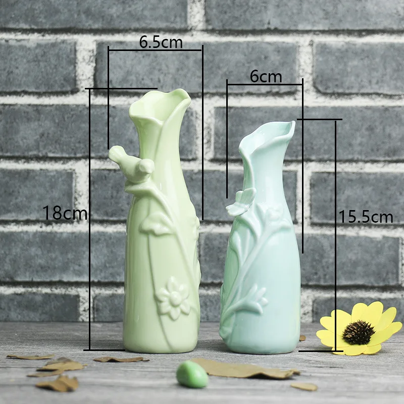 

Home garden decor creative ceramic ornaments bird butterfly flower ceramic Vase