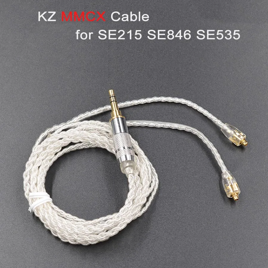 

KZ Replaceable MMCX Cable for Shure SE215 SE535 SE846 Earphone Cables Single shares 25 Core Silver Plated Headphone Headset Wire