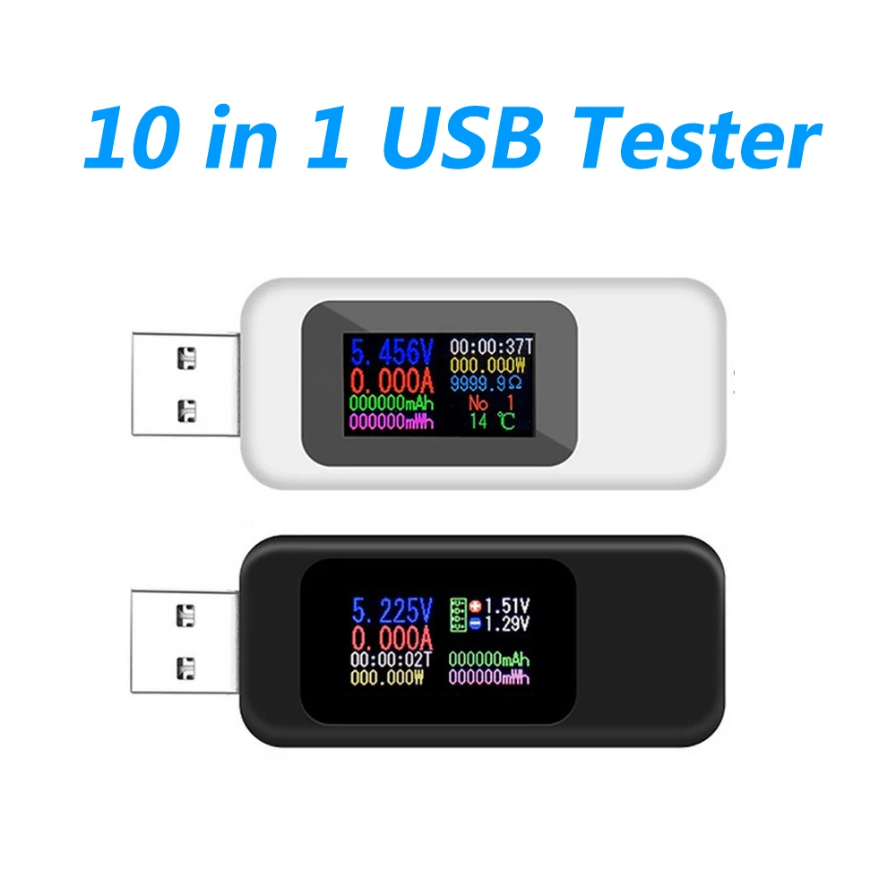 

10 In 1 Digital USB Tester Voltage Current Tester Timing Voltmeter Ammeter Digital Monitor Cut-off Power Indicator Bank Charger