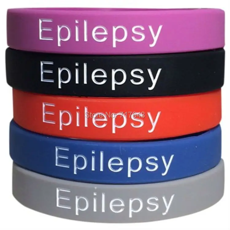 300pcs Debossed Medical Alert Epilepsy wristband silicone bracelets