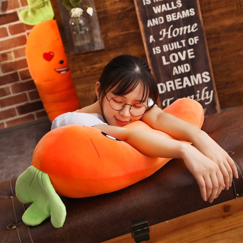 45/50/65/90cm Cartoon Smile Carrot Plush toy Cute Simulation Vegetable Carrot Pillow Dolls Stuffed Soft Toys for Children Gift household toys