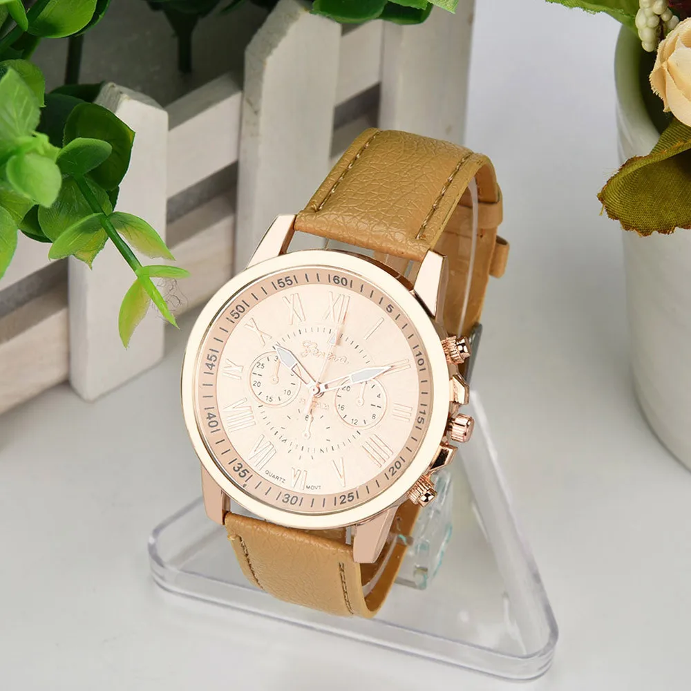 

sanwony woman watch Geneva Roman Numerals Faux Leather Analog Quartz Watch Wristwatches 2019 relogio feminino reloj mujer