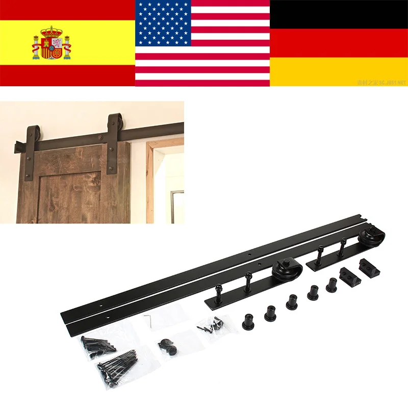 

6FT Fittings For Sliding Door Steel Sliding Barn Wood Door Kit Hardware Track Gear Sliding Barn Door Sliding Track System
