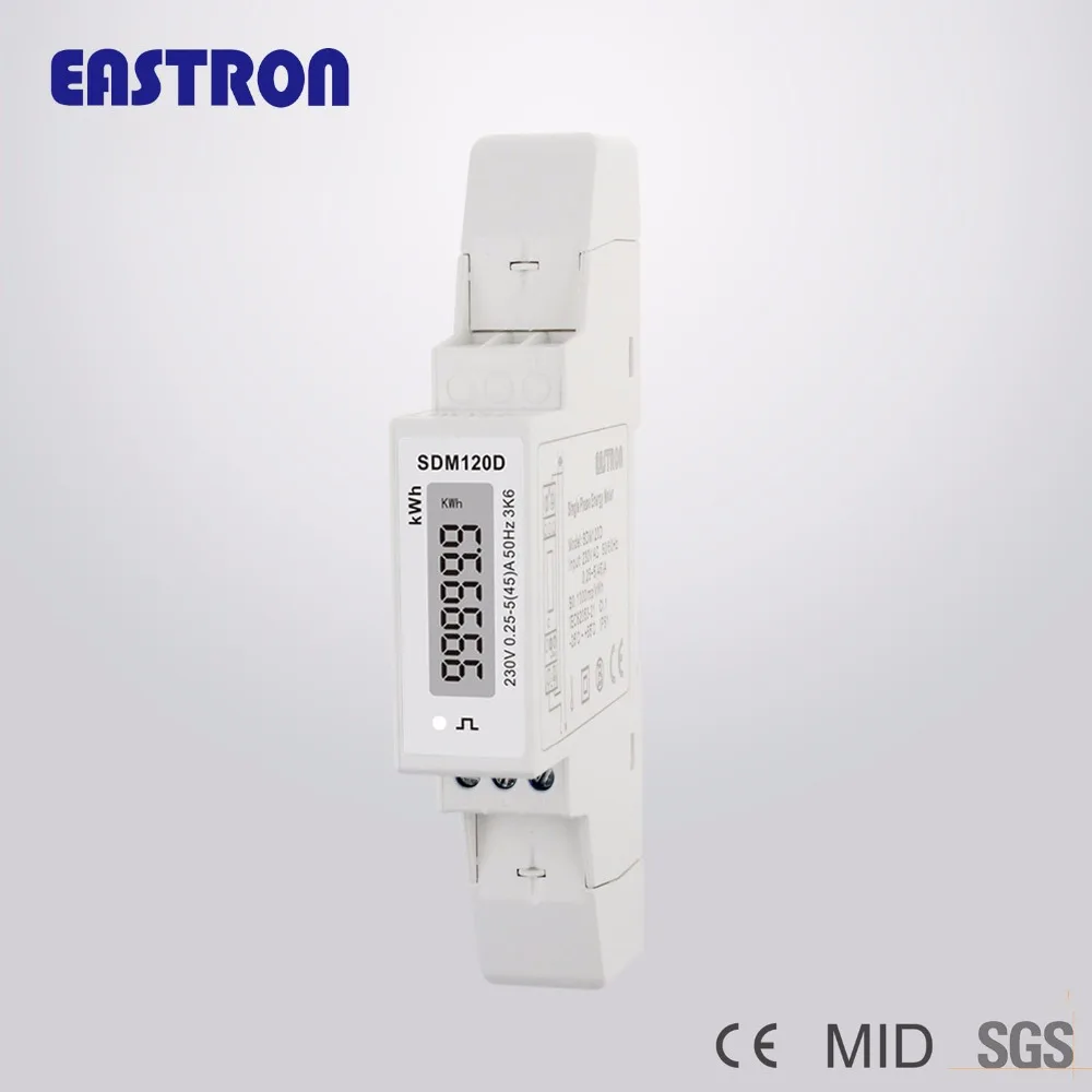 SDM120D,1 phase 2 wire, 0.255(45)A , 120V, S0 Pulse Output, kwh Measure, DIN rail energy meter