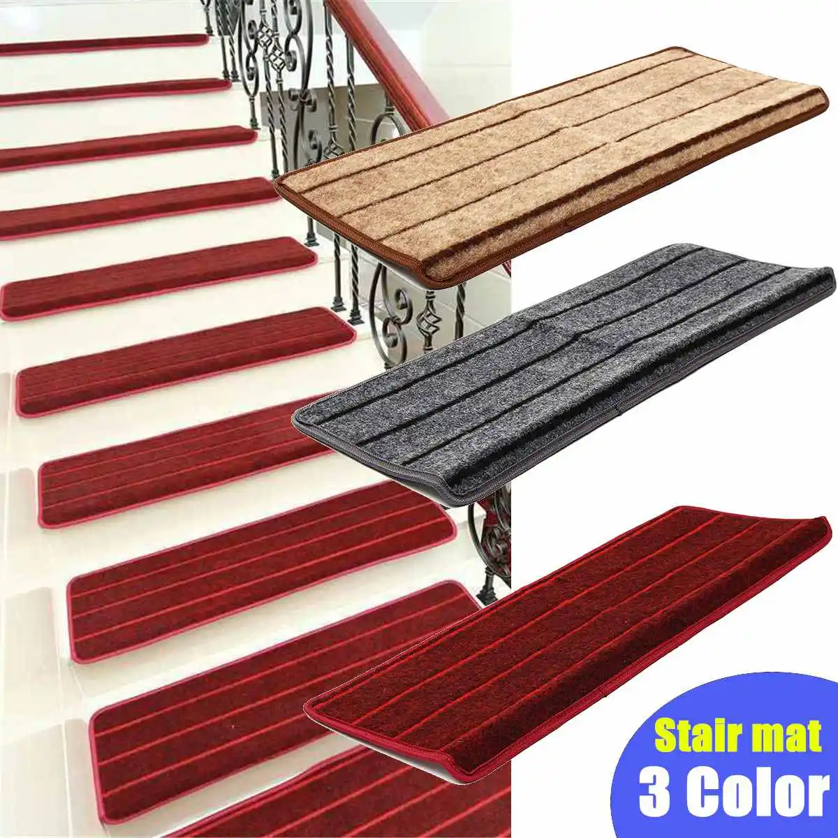65x24cm Non Slip Tread Carpet Mats Step Staircase Mat Area Rugs Stairs Protection Cover Pad Home Decoration 3 Colors 65x24cm Non Slip Tread Carpet Mats Step Staircase Mat Area Rugs Stairs Protection Cover Pad Home Decoration 3 Colors