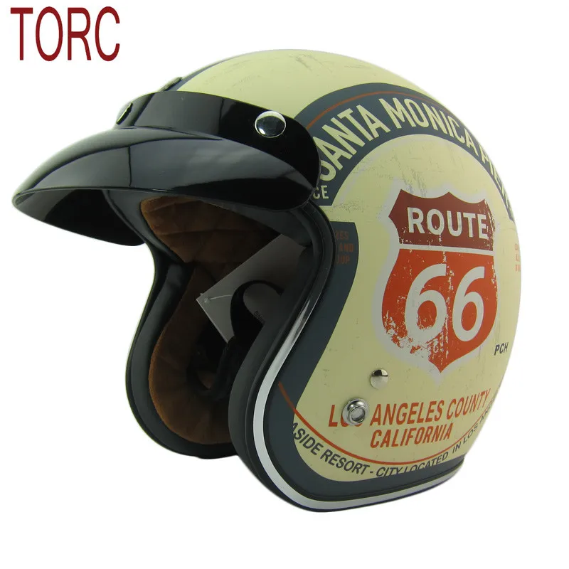 New arrival brand TORC motorcycle helmet Retro scooter helmet Vintage Route 66 open face helmet Halley half helmet moto casco