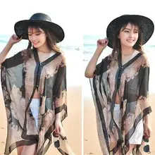 Летний женский солнцезащитный крем с УФ-фильтром с цветочным принтом пляжные шали шифоновые женские для вождения путешествия мягкие тонкие femme bufandas