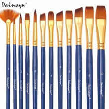 Dainayw 12pcs/set Different Shape Nylon Hair Paint Brushes Artist Oil Watercolor Painting Brush For Professional Art Supplies