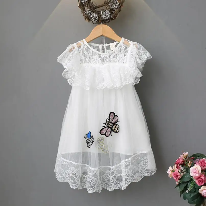 2018 White Lace Girls Dress Princess Summer Baby Toddler Girl Children