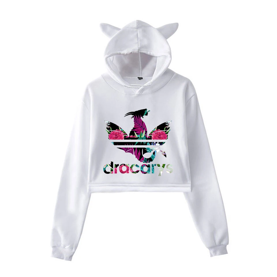 Kpop Game Of Thrones Dracarys Women Hoodie Crop Top Cat Ear Hooded Sweatshirt Harajuku Winter Women Hoodies Exposed Pullovers Kpop Game Of Thrones Dracarys Women Hoodie Crop Top Cat Ear Hooded Sweatshirt Harajuku Winter Women Hoodies Exposed Pullovers