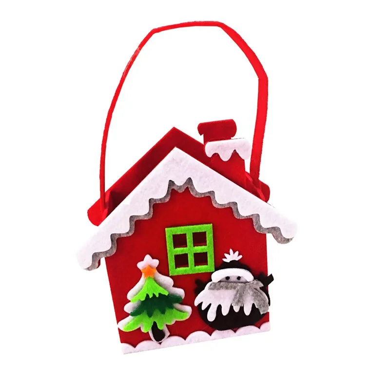 Стереоскопические мини рождественские подарочные сумки Санта-Клаус, домик для конфет, Рождественский Декор, праздничные ручные сумки, новогодние вечерние товары для дома - Цвет: red house