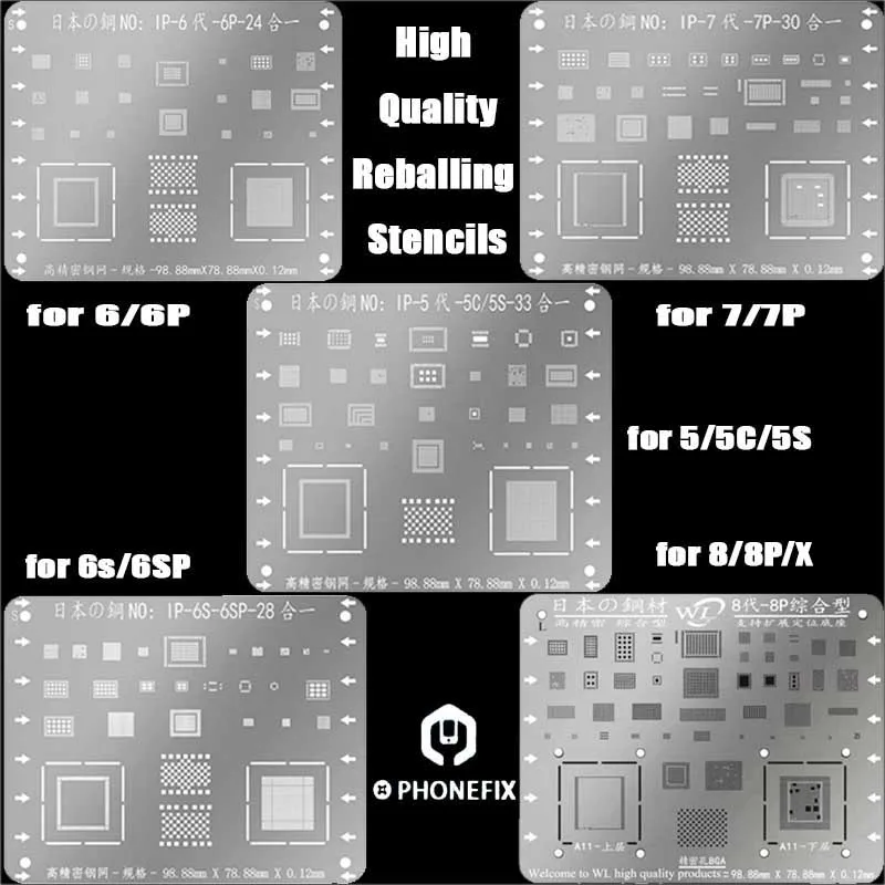 WL набор трафаретов для пайки BGA материнская плата чип посадки жестяная Сетка шаблон для iPhone 5 5C 5S 6 6P 6S 6SP 7 7P 8P Plus