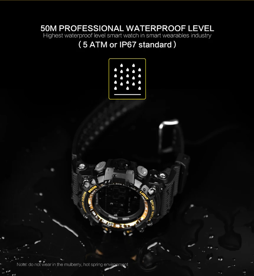 Aosman sportwatch 5ATM Водонепроницаемость swimmming Смарт-часы для мужчин Поддержка Bluetooth, функцией приема звонков и отправки смс, возможностью использования приложений типа Секундомер с напоминанием будильник X6