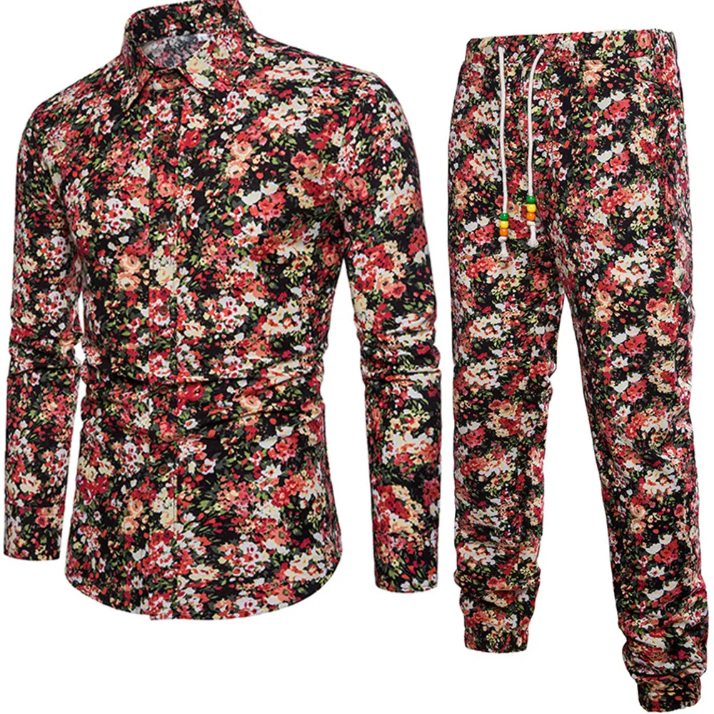 Maple Leaf Printed Men Dinner Suits Fashion Plant Style Male Festival Tracksuits Boys Club Wear Clothing 5XL Long Pants Hot Sale