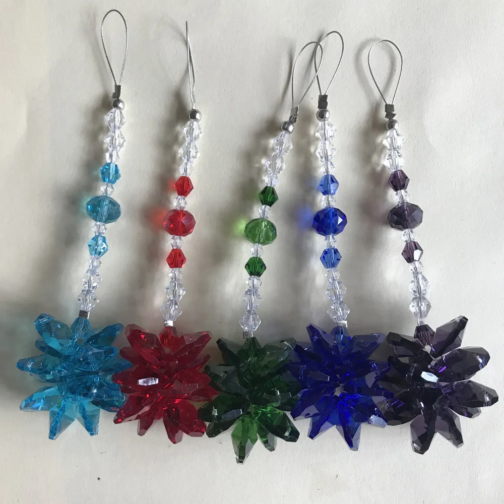 5PCS/Lot Crystal Suncatcher DIY Octagons Beads Star Hanging Starburst