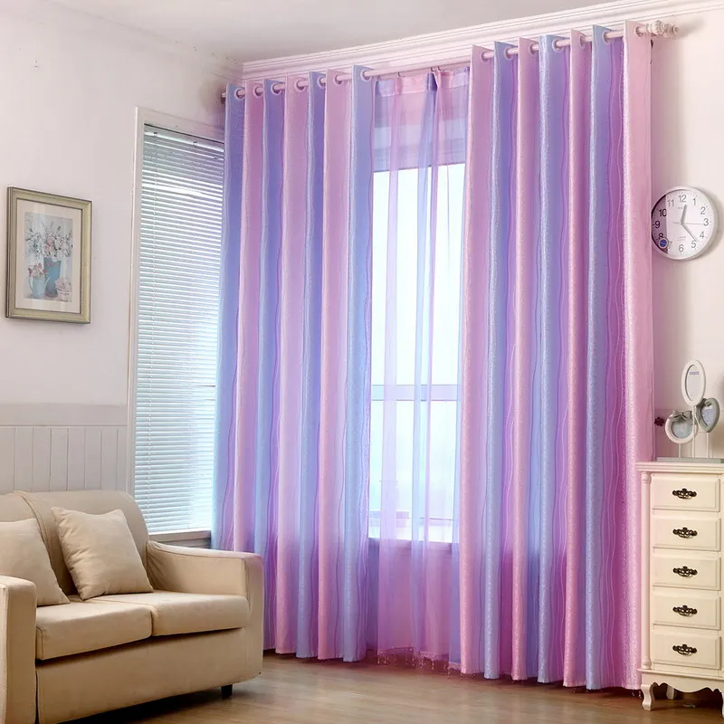 Famyfamy New Curtains Woven Curtain Cortina Gradient Rainbow Article