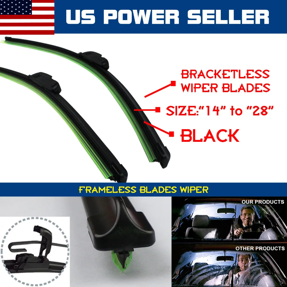 USA Shipping! 3PCS 22"&22"&16" Frameless U Type All Season Windshield