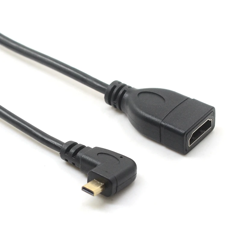 Micro HDMI Мужской к HDMI Женский Кабель-адаптер правый левый угол 90 градусов HDMI конвертер Код для ПК HDTV проектор
