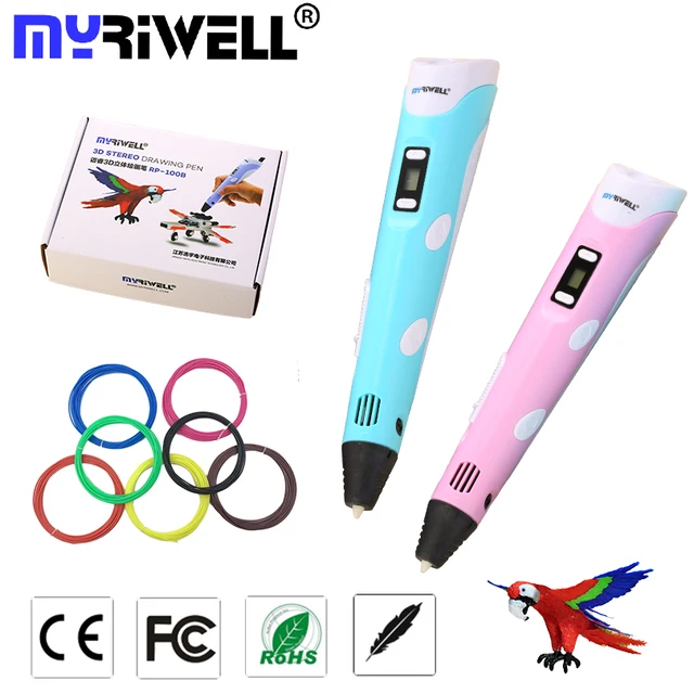 Best Price Myriwell 3D pen 2nd RP-100B LED Display DIY 3D Printer Pen With PLA filament for Christmas gift 3d pens For Kids Drawing Tools