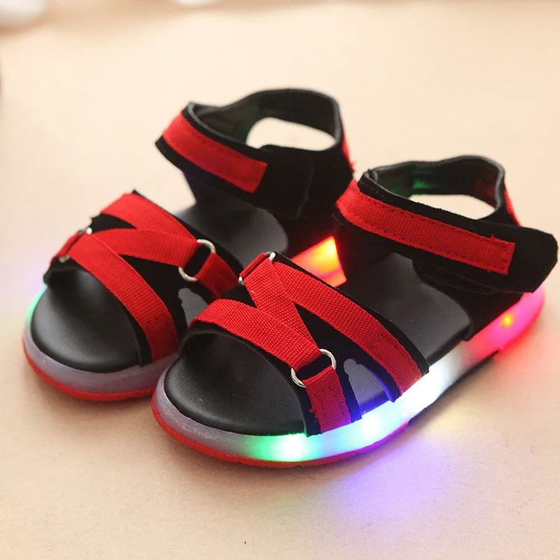 Новые летние детские сандалии для мальчиков и девочек высокого качества светодиодный светильник детская обувь повседневная детская обувь