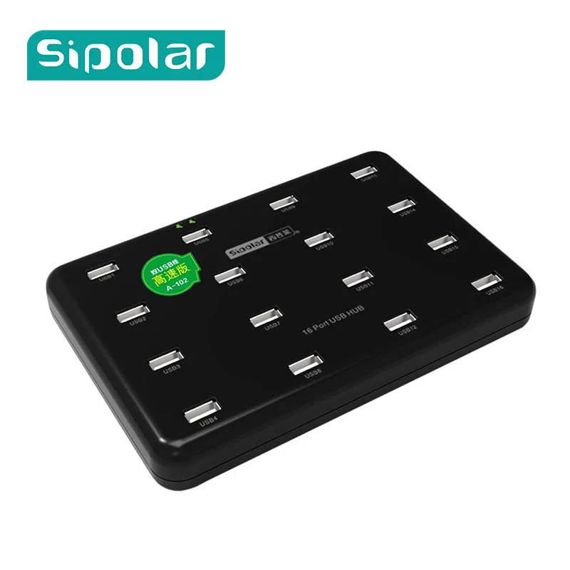 

Sipolar 16 Ports Industrial USB2.0 Hub For TF SD Card Reader U-disk Data Test Batch Copy With LED Lamp 5V3A Power Adapter A-102