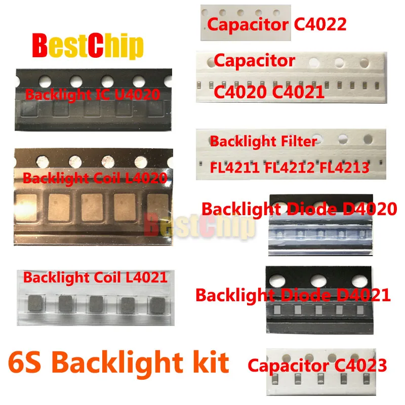 

5sets/lot for iphone 6s backlight ic U4020 + Coil L4020 L4021 +Diode D4020 D4021+Capacitor C4023 C4022 C4021+Filter FL4211 -4213